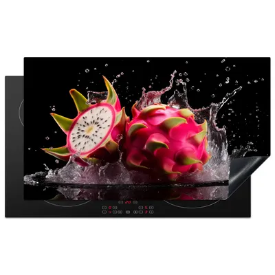 Produktbild von KitchenYeah© Herdabdeckplatte Drachenfrucht - Schwarz - Wasser - Frucht - Frucht , 91x52cm, Küche Deko, Glaskeramikkochfeld Herdabdeckung, Abdeckplatte fùr Kochfeld