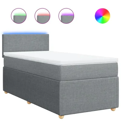 Produktbild von Boxspringbett mit Matratze Hellgrau 90x200 cm Stoff