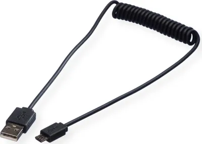 Produktbild von ROLINE USB 2.0 Spiralkabel, A - Micro B, ST/ST, 1 m