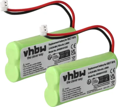 Produktbild von vhbw 2x Akku Ersatz für Audioline 08C/CP18NM, BC101276 für schnurlos Festnetz Telefon (750 mAh, 2,4 V, NiMH)