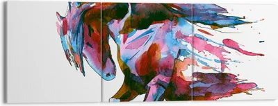 Produktbild von Bild auf Leinwand - Leinwandbild - Pferd Eleganz wild Tier - 150x50cm - Wand Bild - Wanddeko - Leinwanddruck - Bilder - Kunstdruck - Wanddekoration - Leinwand bilder - Wandkunst - CA150x50-3010