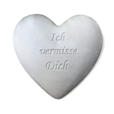 Produktbild von Radami Grabschmuck Trauerherz Engel 'Ich vermisse Dich' aus Steinguss natur, Handarbeit, 12cm