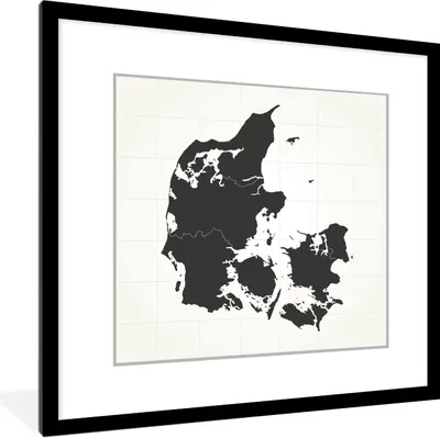 Produktbild von MuchoWow® Gerahmtes Poster Schwarz-Weiß-Illustration eines schwarzen Dänemark 40x40 cm - Poster mit Schwarzem Bilderrahmen Wandposter Rahmen Foto Bilder - Poster - Plakat im Rahmen