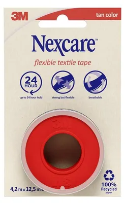 Produktbild von Nexcare™ Flexible Textilfixierpflaster, 4,2 m x 12,5 mm, 1 Rolle/Packung | Packung (1 Rolle)