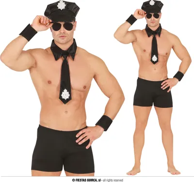 Immagine prodotto di Set di accessori da spogliarellista per addio al celibato Idea di costume creativo con cappello, cravatta e manette, Colore: nero