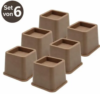 Obrázok produktu pre JustValue podložky pod nábytok – sada 6 ks – zvýšenie o 8 cm – max. 900 kg – hnedá farba