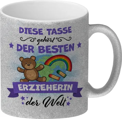 Produktbild von Beste Erzieherin der Welt Glitzer-Kaffeebecher