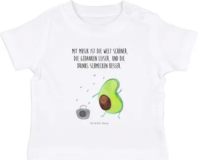 Produktbild von Mr. & Mrs. Panda Organic Baby Shirt Avocado Tanzen 0. - 6. Monat - Weiß - Geschenk, Babyshirt, Party, Kleinkind T-Shirt, Kinder, Musik, Singen, Urlaub, Oberteil,