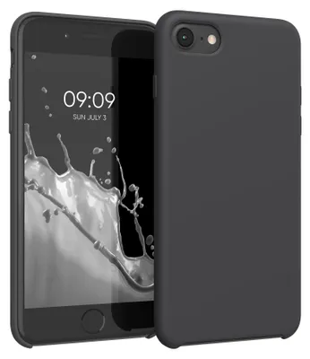 Produktbild von kwmobile Handyhülle für Apple iPhone SE (2022 / 2020) / iPhone 8 / 7 Hülle - Case Silikon - Kabelloses Laden - Schutzhülle Cover in Schwarz matt
