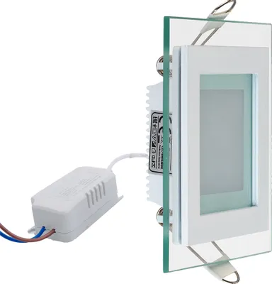 Produktbild von 6w LED Einbauleuchte Quadrat mit Glasumrandung Glas Rahmen Einbaustrahler Deckenleuchte Eckig Warmweiß