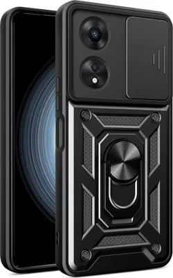 Produktbild von OPPO A58 Hülle - Coverup Armor Ring Ständer Back Cover mit Kamera Schutz - Schwarz