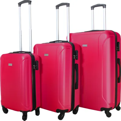 Produktbild von VERTICAL STUDIO "Linköping" Koffer 3er-Set (20"/24"/28"), 4 Rollen, 3-stelliges Zahlenschloss, Teleskopgriff, platzsparend stapelbar pink | VS-76