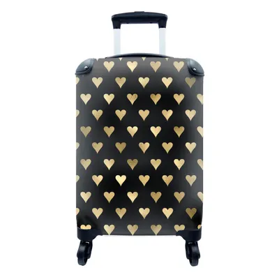 Produktbild von MuchoWow® Koffer Handgepäck Trolley Rollkoffer Kleine Reisekoffer mit 4 Rollen - Muster - Herz - Gold - Cabin Size < 55x40x23 cm & 55x40x20 cm - Fotokoffer - Kabinenkoffer - Boardgepäck - Reise-Box - Reisekoffer - Reisegepäck - Koffer mit Bild - Trolley für Kinder
