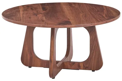 Produktbild von BELIANI Couchtisch Braun MDF Holzoptik Rund Retro Stil Modernes Design Wohnzimmer