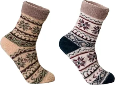 Produktbild von Kuschelsocken Damen Winter 2er Pack – Flauschige Socken aus Baumwolle – Warme dicke Haussocken in Größe 35-38 & 39-42, Farbe:Braun, Größe Socken & Strumpfhosen Erwachsene:35-38