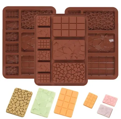 Produktbild von Silikon-Schokoladenformen 3 Stück für Pralinen und Süßigkeiten, Antihaftbeschichtet, Backform für DIY Schokolade