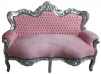 Produktbild von Casa Padrino Barock 2er Sofa Master rosa / silber mit Strasssteinen, 160 x 125 x 81 cm