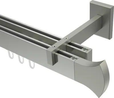 Produktbild von Interdeco Innenlaufstange / Gardinenstange mit Innenlauf Edelstahl-Optik, Typ Smartline Conex (Rundung), 14x35 mm 2-läufig, 120 cm