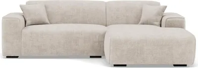 Image de Lisa Design Lison - Canapé d'angle droit 4 places en velours texturé , Beige