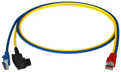Obrázok produktu pre HW-Y-cable4 LAN/TAE 0,5 m modrá/žltá - RJ45 8 (8) Patch kábel 0,5 m HCAHNG-B2404-A005
