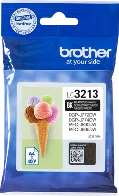 Zdjęcie produktu dla Brother LC-3213BK Oryginalny wkład do drukarki o wysokiej (XL) wydajności, czarny