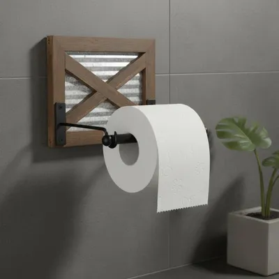 Produktbild von Toilettenpapierhalter Braun eckig rustikal Holz Vintage