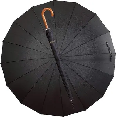 Produktbild von Unyqoos® XXL-Golfschirm – automatischer Stockschirm, Ø ca. 120 cm, Schwarz, Holzgriff, wind- & sturmfest, für 2 Personen, inkl. Schultertasche