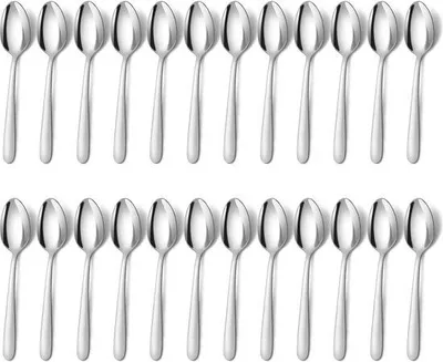 Produktbild von Unyqoos® Teelöffel 24er Set – 14,5 cm Edelstahl (silber), spiegelpoliert, spülmaschinenfest, Espressolöffel & Dessertlöffel für Haushalt, Restaurant, Kantine