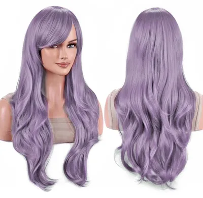 Imagen del producto de Peluca de 70 cm de largo, con cabello ondulado, ideal para cosplay. Peluca con flequillo, fabricada con materiales de alta calidad, con un aspecto realista, duradera y cómoda