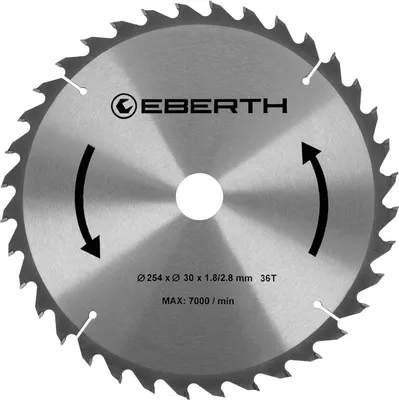 Obrázok produktu pre Kotúčová píla EBERTH Kotúčová píla z ocele s karbidovými zubami na rezanie dreva (priemer 254 mm, otvor 30 mm, hrúbka kotúča 1,8 mm)