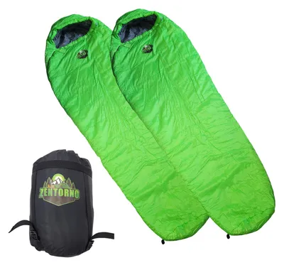Produktbild von 2x Zentorno® Outdoor Mumienschlafsack grün Campingschlafsack Festivalschlafsack Wasserabweisend Schlafsack