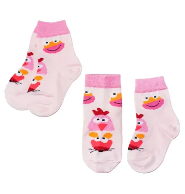 Produktbild von Kinder Socken 2-er Pack aus Baumwolle Lustige Tiere Hellrosa Größe 19-22