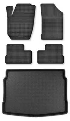 Image de Tapis en caoutchouc + bac de coffre pour Renault Austral 2022- (plancher haut, hybride) – 5 pièces, noirs, semi-universel, adapté