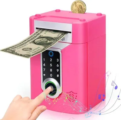 Image de Tirelire électronique pour filles de 3 à 12 ans, rose, avec écran tactile
