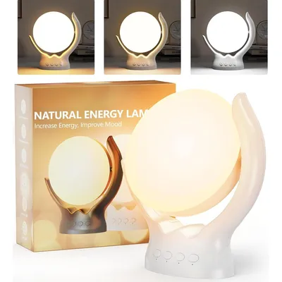 Produktbild von Tageslichtlampe 10.000 Lux, Sonnenlichtlampe mit 3 Lichtfarben, 4 Timern, stufenlos dimmbar mit Memory-Funktion, UV-frei, für Zuhause & Büro
