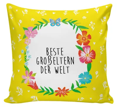 Produktbild von Mr. & Mrs. Panda Deko Kissen Großeltern - Weiß - Geschenk, Polsterkissen, Sofakissen, Grosseltern, Bester, Oma, zier, Dekokissen, Kuschelkissen, Großmutter, Enkelin