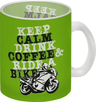 Produktbild von Keep calm & ride a bike Glas Tasse Kaffeebecher zum Thema Motorradfahren