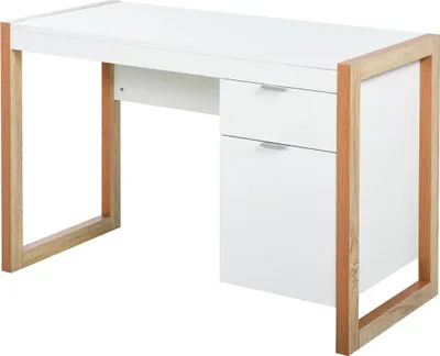 Obrázek produktu pro Psací stůl – počítačový stůl – se zásuvkou – moderní design – 112,5 × 50 × 75,5 cm – bílý