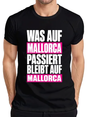 Productafbeelding van Wat er op Mallorca gebeurt, blijft op Mallorca. Heren T-shirt, zwart, maat S