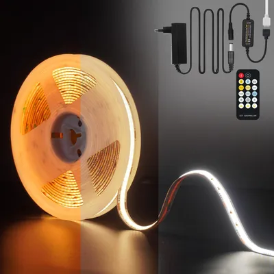 COB LED Strip 5m, 24V, 2880 LEDs, CCT 2700K-6500K, dimmbar