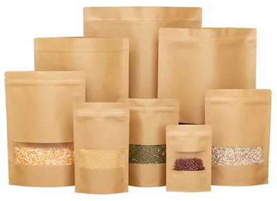 Obrázek produktu pro Omgoods - Biologicky rozložitelné papírové sáčky s okénkem - 100 kusů