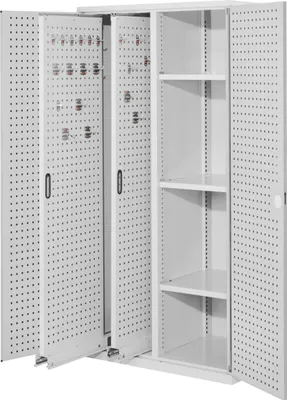 Produktbild von Kappes ®RasterPlan Vertikalschränke 1950x1000x600mm Modell 80 Lochplattentüren lichtgrau