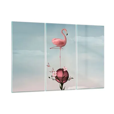 Produktbild von Bilder auf glas - Flamingo Blume Grafik Illustration - 105x70cm - Glasbilder - Wandbilder - Kunstdruck - Wanddekoration aus Glas - Glas Bilder - Wandbild auf Glas - GCE105x70-3187
