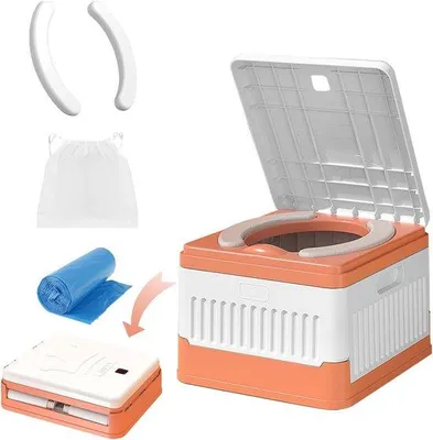 Produktbild von Klappbares Campingtoilet mit 20 Reinigungsbeuteln und Tragetasche - Für Festivals und Camping