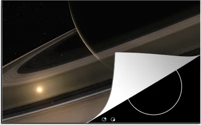 Produktbild von KitchenYeah© Herdabdeckplatte Der Planet Saturn im Sonnensystem , 89x51cm, Küche Deko, Glaskeramikkochfeld Herdabdeckung, Abdeckplatte fùr Kochfeld