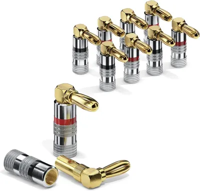 Image de Connecteurs banane étanches, à angle de 90°, pour câbles jusqu'à 6 mm², lot de 8