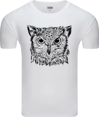 Produktbild von Diarbo Herren T-Shirt mit Tierliebhaber Druck Eulenkopf-Skizze Weiß Gr.XL
