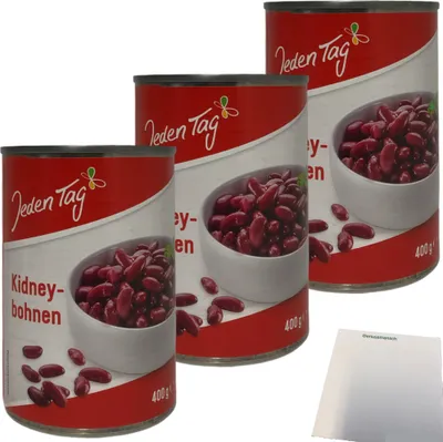 Produktbild von Jeden Tag Rote Kidneybohnen 3er Pack (3x255g ATG Dose) + usy Block