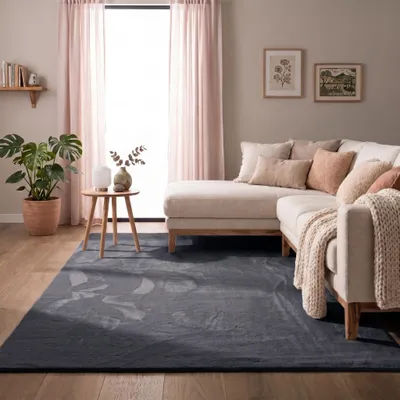 Image de Volero - Tapis rond à poils courts - Cozy Anthracite - 80x140 cm