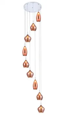 Image de Suspension LED Ambre, Variante : Ø 500 x 3300 mm, 9 x 40 W, cuivre
